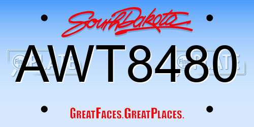 AWT8480 South Dakota License Plate
