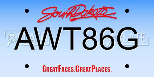 AWT86G South Dakota License Plate