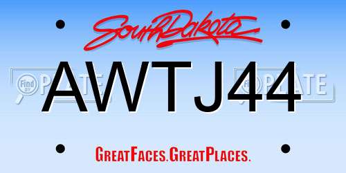 AWTJ44 South Dakota License Plate