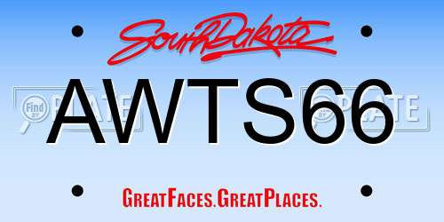 AWTS66 South Dakota License Plate