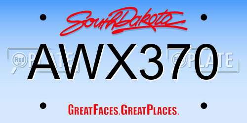AWX370 South Dakota License Plate