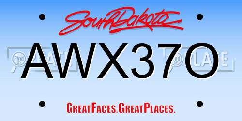 AWX37O South Dakota License Plate