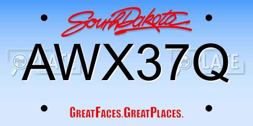 AWX37Q South Dakota License Plate