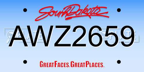 AWZ2659 South Dakota License Plate