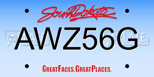 AWZ56G South Dakota License Plate