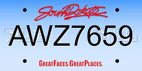AWZ7659 South Dakota License Plate