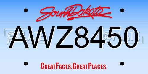 AWZ8450 South Dakota License Plate