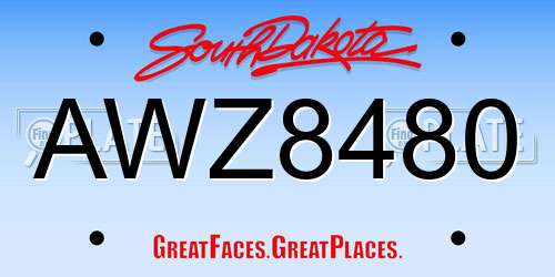 AWZ8480 South Dakota License Plate