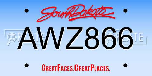 AWZ866 South Dakota License Plate