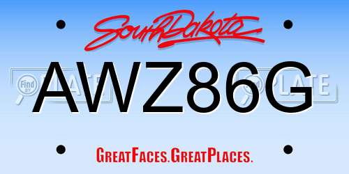 AWZ86G South Dakota License Plate