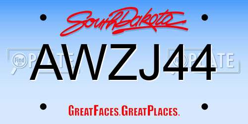 AWZJ44 South Dakota License Plate