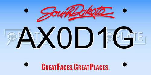 AX0D1G South Dakota License Plate