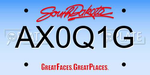 AX0Q1G South Dakota License Plate