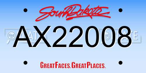 AX22008 South Dakota License Plate