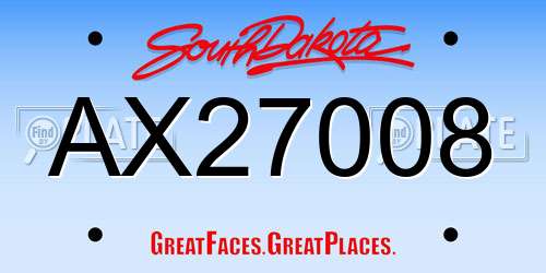 AX27008 South Dakota License Plate