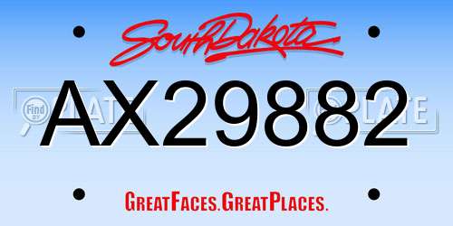 AX29882 South Dakota License Plate