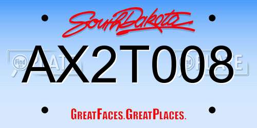 AX2T008 South Dakota License Plate