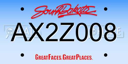 AX2Z008 South Dakota License Plate
