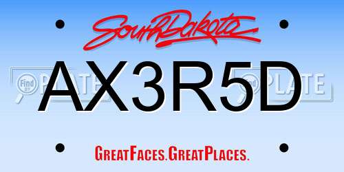 AX3R5D South Dakota License Plate