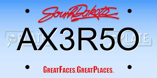 AX3R5O South Dakota License Plate