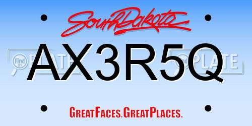 AX3R5Q South Dakota License Plate
