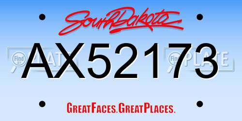 AX52173 South Dakota License Plate
