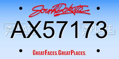 AX57173 South Dakota License Plate