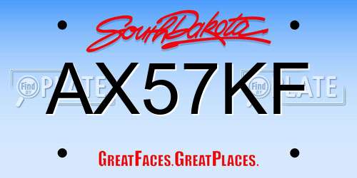 AX57KF South Dakota License Plate
