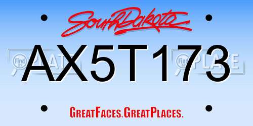 AX5T173 South Dakota License Plate