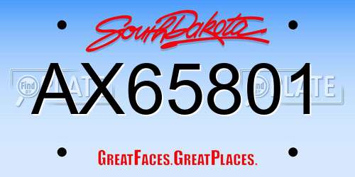AX65801 South Dakota License Plate