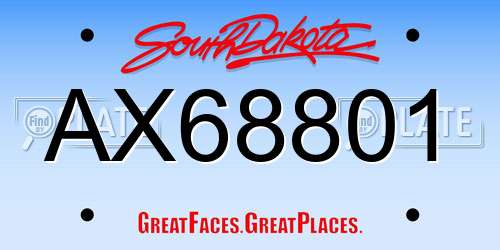 AX68801 South Dakota License Plate