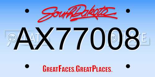 AX77008 South Dakota License Plate