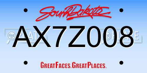 AX7Z008 South Dakota License Plate