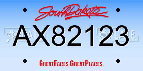 AX82123 South Dakota License Plate
