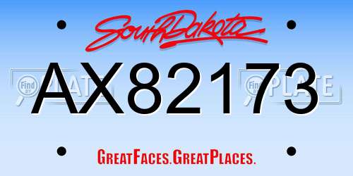 AX82173 South Dakota License Plate