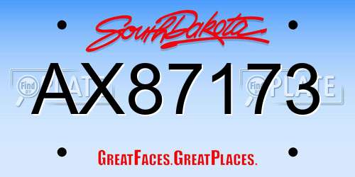 AX87173 South Dakota License Plate