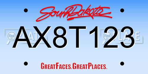 AX8T123 South Dakota License Plate