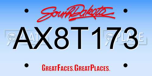 AX8T173 South Dakota License Plate