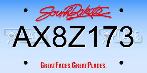 AX8Z173 South Dakota License Plate