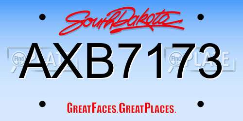 AXB7173 South Dakota License Plate
