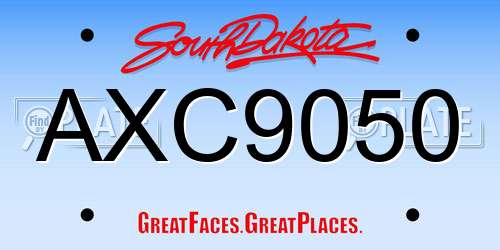 AXC9050 South Dakota License Plate