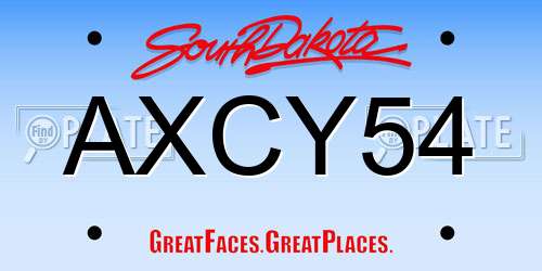 AXCY54 South Dakota License Plate