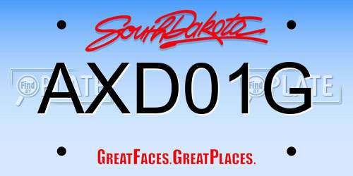AXD01G South Dakota License Plate