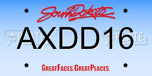 AXDD16 South Dakota License Plate