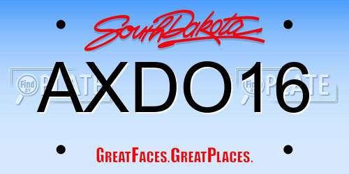 AXDO16 South Dakota License Plate