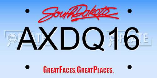 AXDQ16 South Dakota License Plate