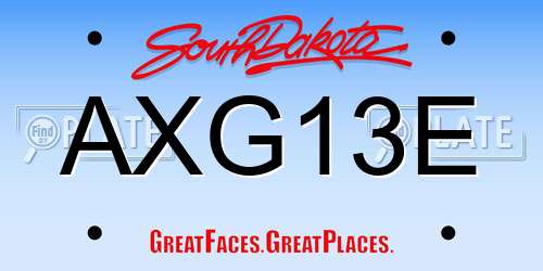 AXG13E South Dakota License Plate