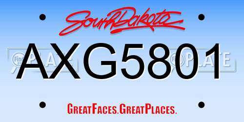AXG5801 South Dakota License Plate