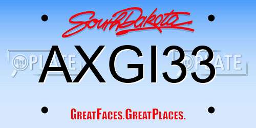 AXGI33 South Dakota License Plate