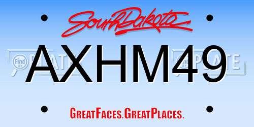 AXHM49 South Dakota License Plate